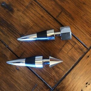 Wine Bottle Stoppers Silver & Black - Set of Two
